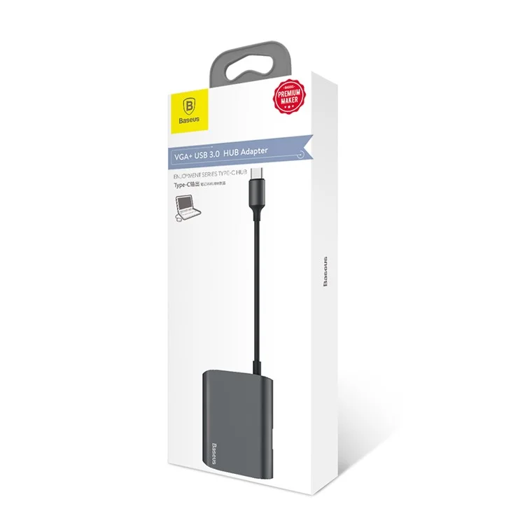 USB Type-C to VGA + USB 3.0 Hub Converter Adapter for Notebook with Type-C Port