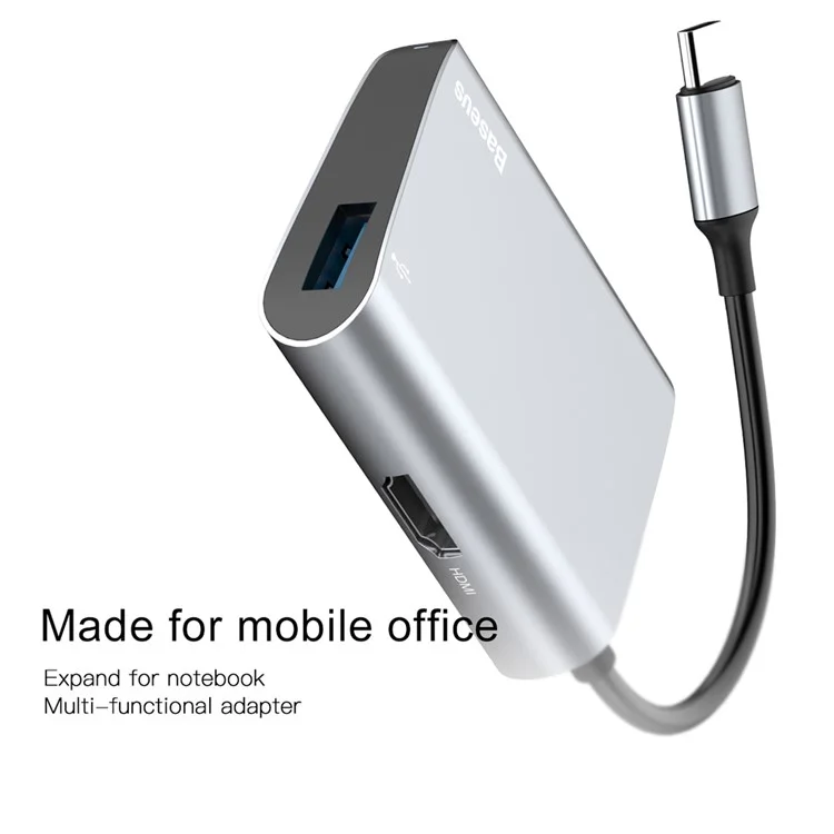 BASEUS Type-C to HDMI + USB 3.0 Adapter 2K HD Converter Type-C Hub for MacBook Pro 13-inch (2016) etc.