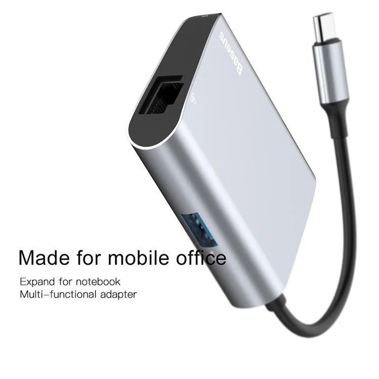 BASEUS Type-C USB-C to USB 3.0 Hub with RJ45 Gigabit Ethernet LAN Network Adapter for New MacBook