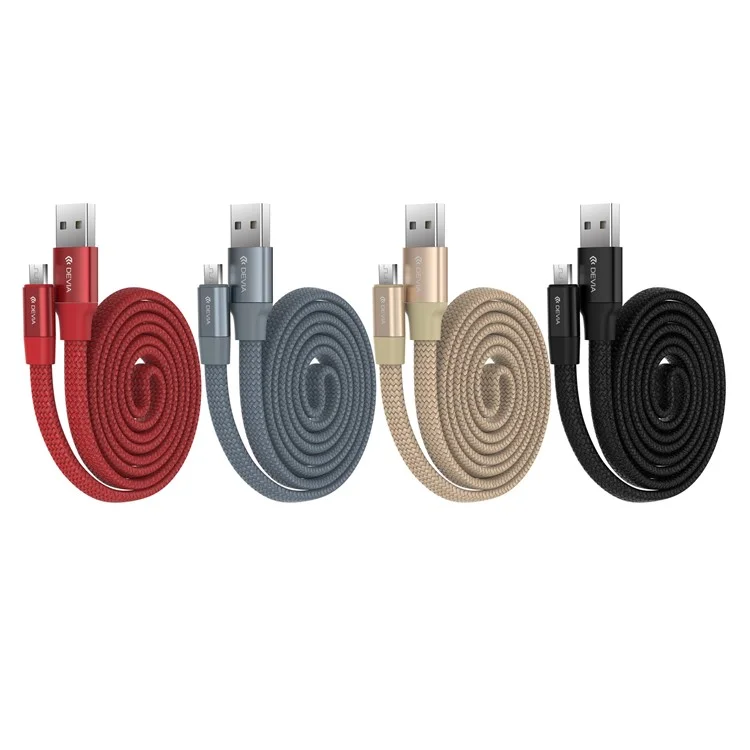 DEVIA Ring Y1 Series 2.4A Braided Micro USB Data Sync Charging Cable for Samsung HTC LG - Black