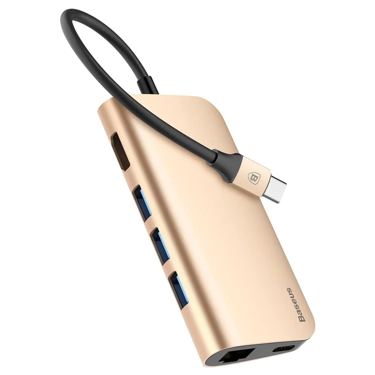 BASEUS Multifuctional USB Type-C to HDMI + SD/TF + RJ45 + USB 3.0 Hub Converter Adapter for Notebook with Type-C Port