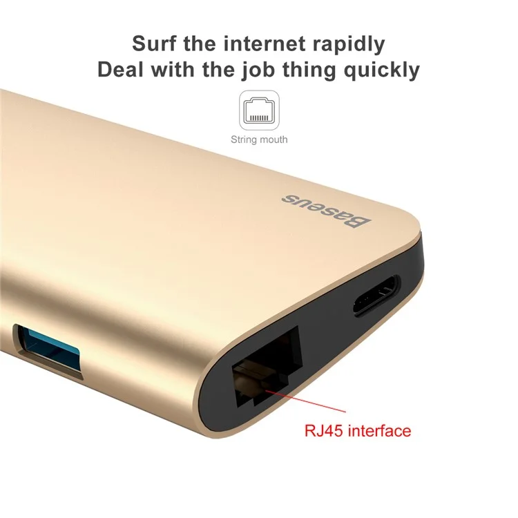 BASEUS Multifuctional USB Type-C to HDMI + SD/TF + RJ45 + USB 3.0 Hub Converter Adapter for Notebook with Type-C Port