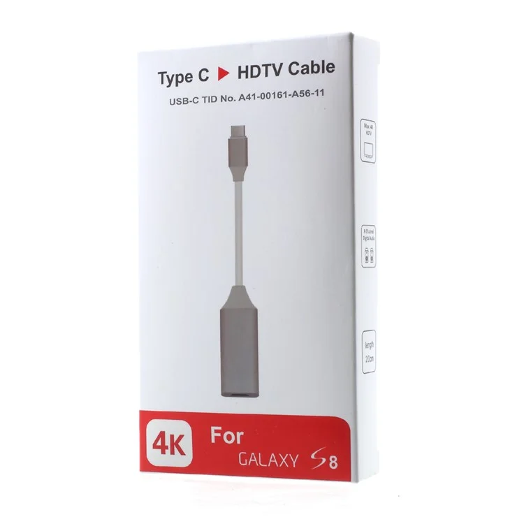 USB Type C to HDMI Adapter Converter Cable 20cm for Samsung Galaxy S8 G950 - White