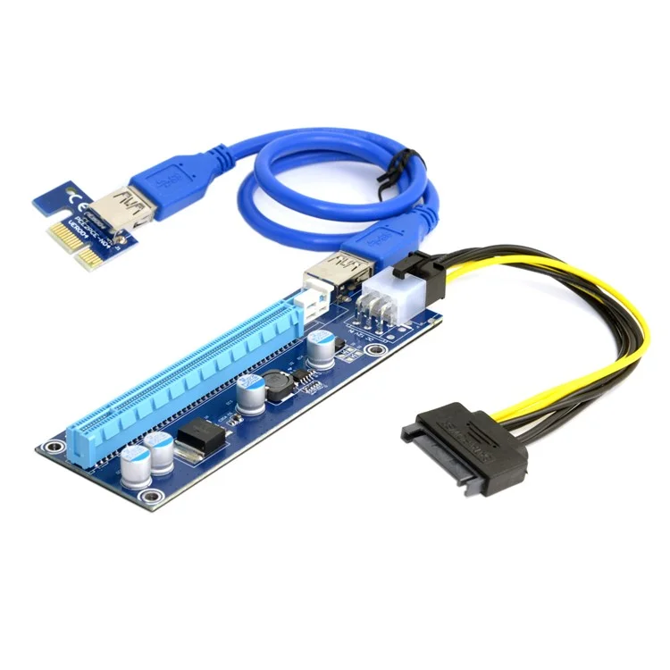 EP-107 PCI-E 1x to 16x Mining Dedicated Graphics Card Extender Riser Adapter with USB 3.0 & 6pin SATA Power Cable