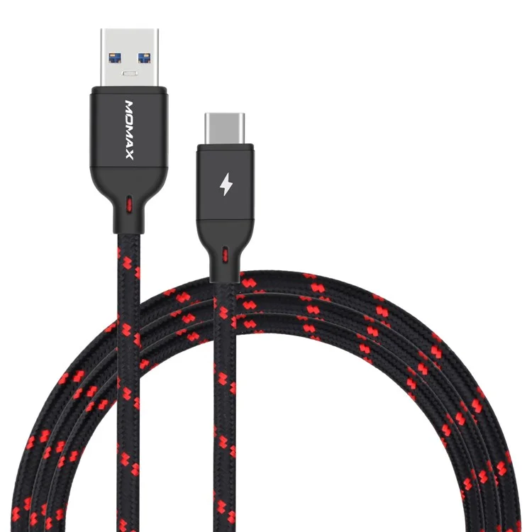 MOMAX Woven Pattern Type-C USB3.0 Data Sync Charging Cable for Samsung HTC LG Huawei - Black
