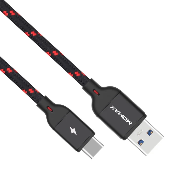 MOMAX Woven Pattern Type-C USB3.0 Data Sync Charging Cable for Samsung HTC LG Huawei - Black