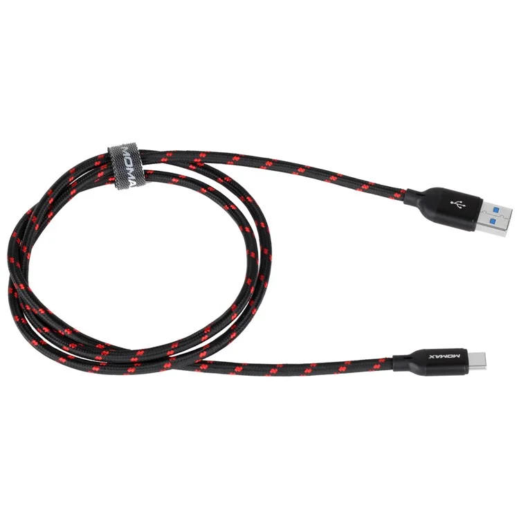 MOMAX Woven Pattern Type-C USB3.0 Data Sync Charging Cable for Samsung HTC LG Huawei - Black