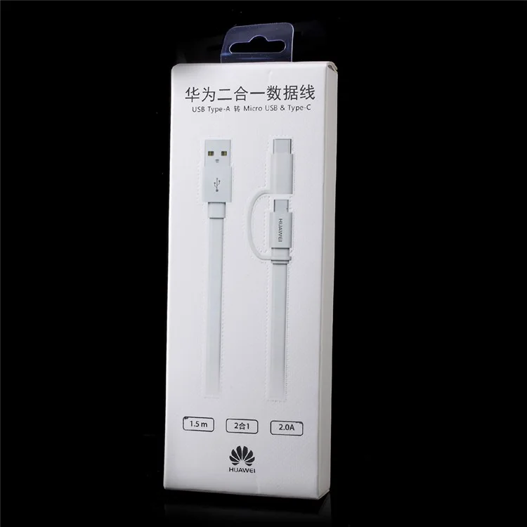 Huawei Micro USB Type-c 2-in-1 Data Sync Charging Cable 1.5M - White