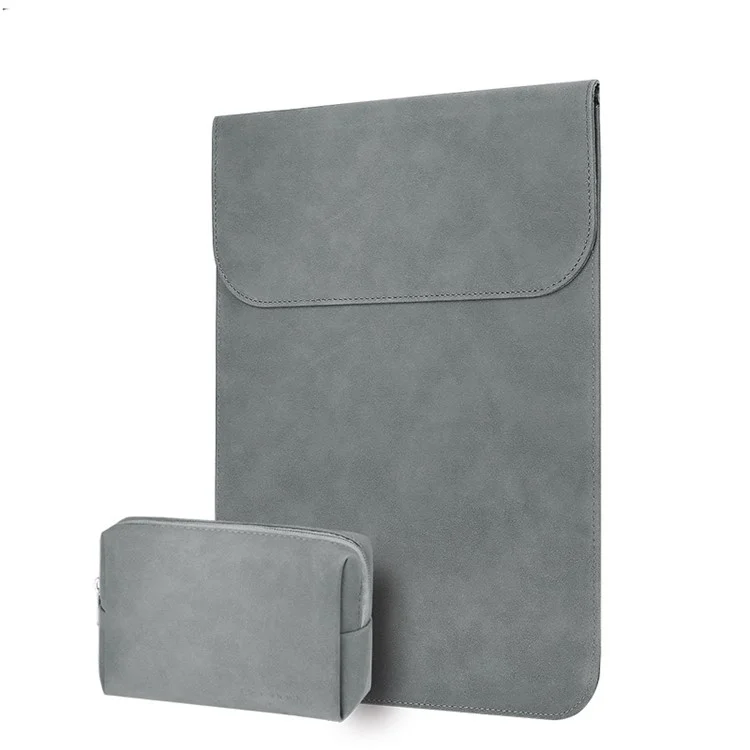 CARTINOE 12-inch Matte PU Leather Laptop Sleeve Bag Ultra-thin Pouch Bag, Size: 225 x 335mm - Grey
