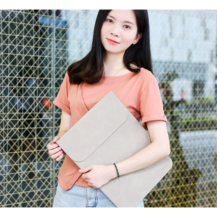 CARTINOE 12-inch Matte PU Leather Laptop Sleeve Bag Ultra-thin Pouch Bag, Size: 225 x 335mm - Grey