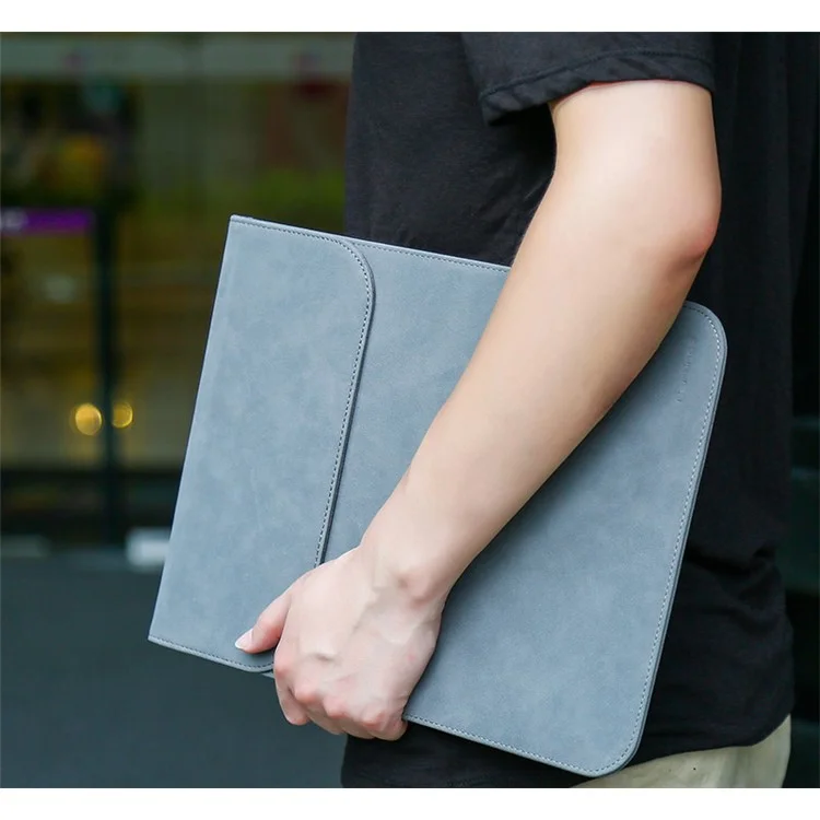 CARTINOE 12-inch Matte PU Leather Laptop Sleeve Bag Ultra-thin Pouch Bag, Size: 225 x 335mm - Grey