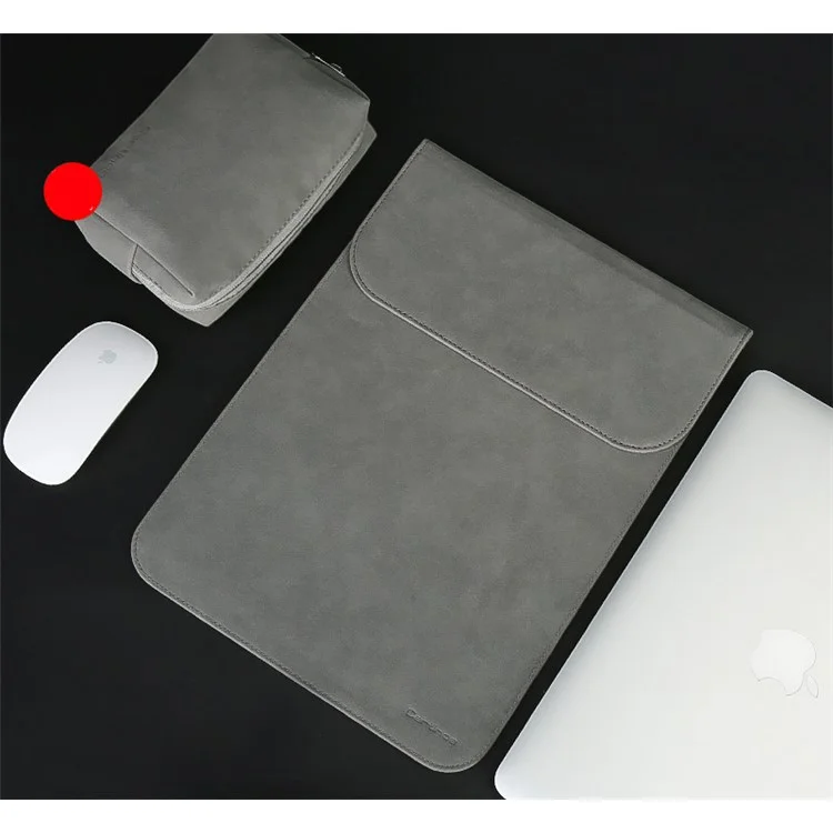CARTINOE 13.3-inch Ultra-thin Matte PU Leather Laptop Sleeve Bag Pouch Case, Size: 265 x 360mm - Grey