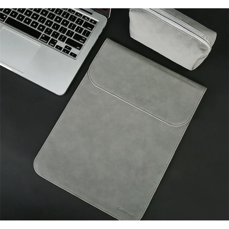 CARTINOE 13.3-inch Ultra-thin Matte PU Leather Laptop Sleeve Bag Pouch Case, Size: 265 x 360mm - Grey