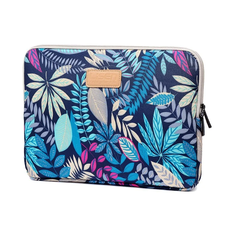 LISEN 14 inch Colorful Leaves Laptop Protective Sleeve Bag Case, Size: 36.5 x 25.5 x 2 cm - Fundo Azul