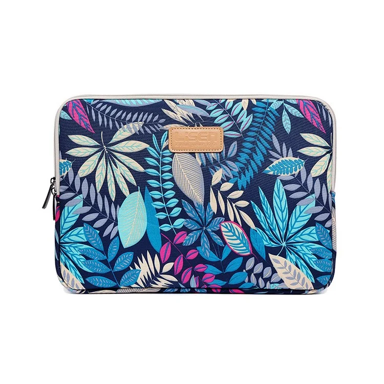 LISEN 14 inch Colorful Leaves Laptop Protective Sleeve Bag Case, Size: 36.5 x 25.5 x 2 cm - Fundo Azul