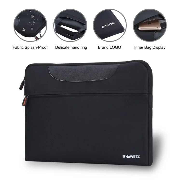 HAWEEL Waterproof Shockproof Oxford Sleeve Pouch Handbag for 15-inch Laptops/Tablets - Black