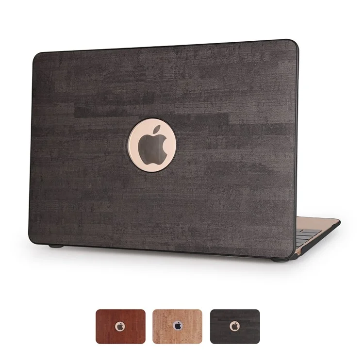Vivid Wood Leather Skin Hard Case for Macbook Pro 13.3 with Retina Display - Black