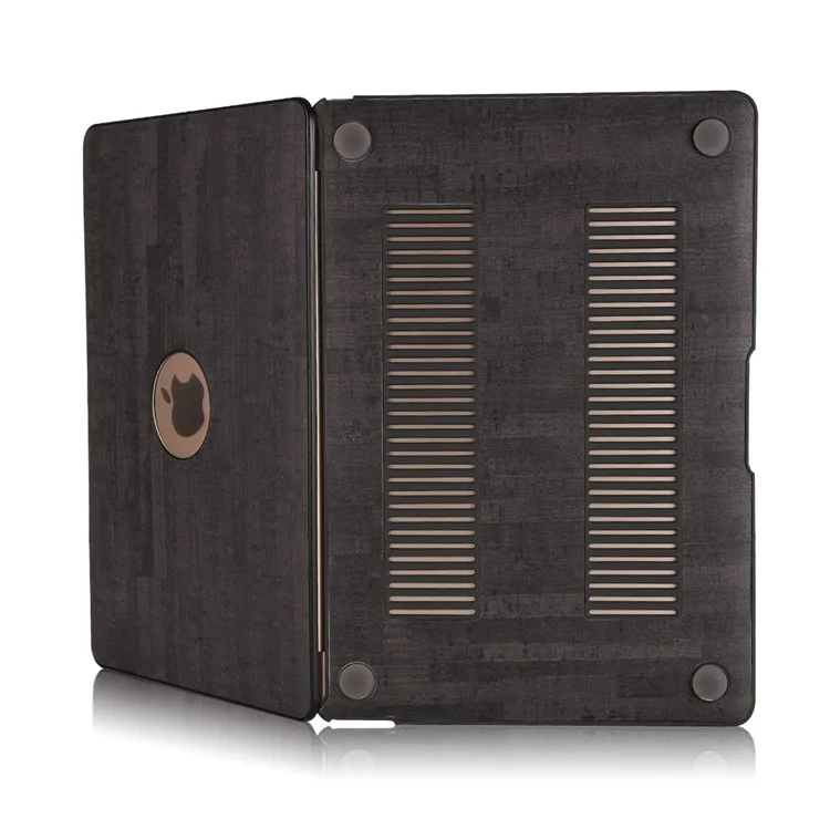 Vivid Wood Leather Skin Hard Case for Macbook Pro 13.3 with Retina Display - Black