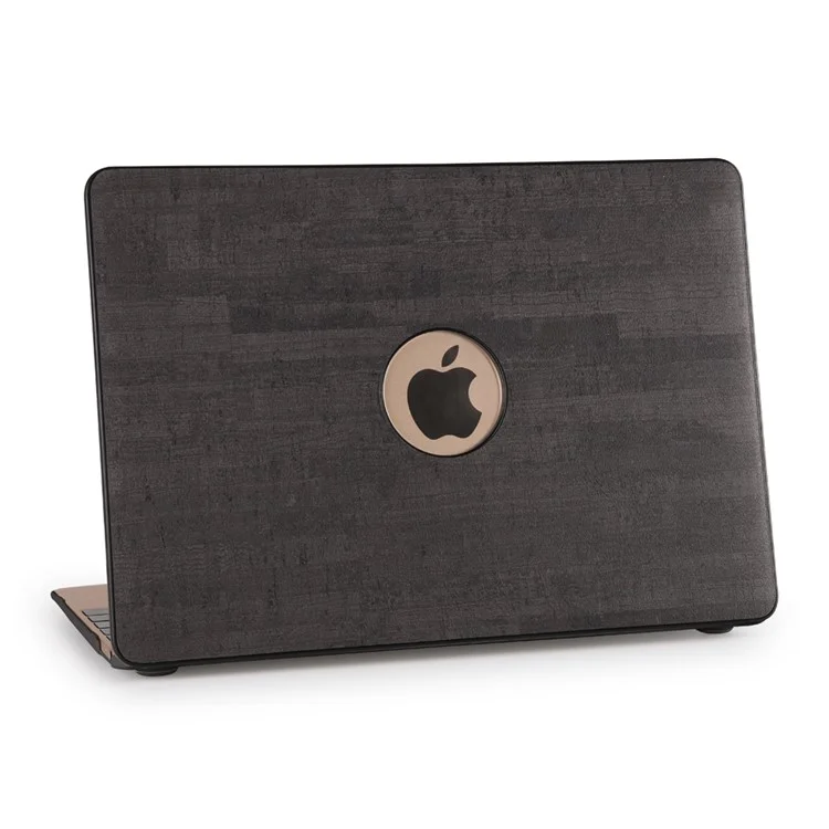 Wood Grain Leather Skin Hard Case for MacBook Pro 13.3 Inch - Black