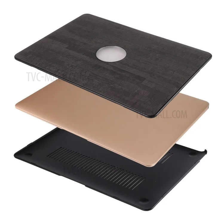 Caja Dura Recubierta de Cuero de Grano de Madera Para Macbook Air 11.6 Pulgadas - Negro