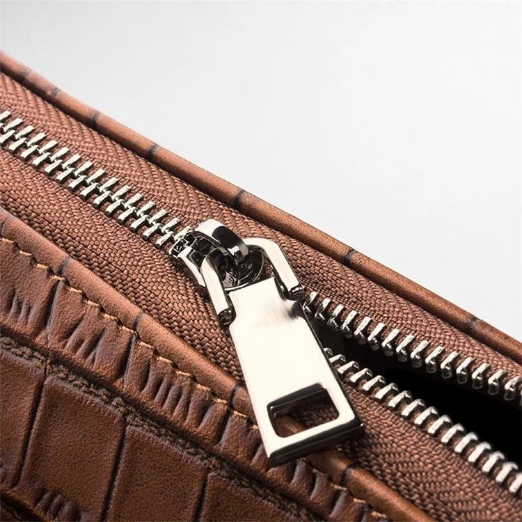 QIALINO Crocodile Cowhide Leather Business Bag for 13.3-inch Apple MacBook - Brown