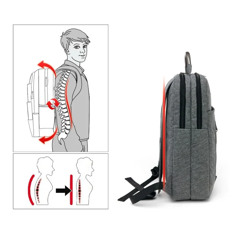 TUGUAN 16-inch Notebook Shoulder Bag Laptop Backpack (1519) - Grey