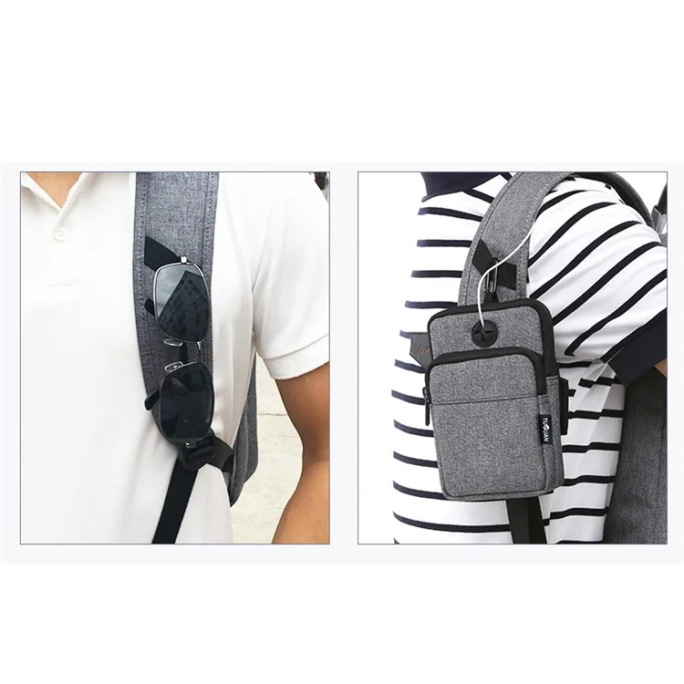TUGUAN 17-inch Notebook Shoulder Bag Business Laptop Backpack (1618) - Grey