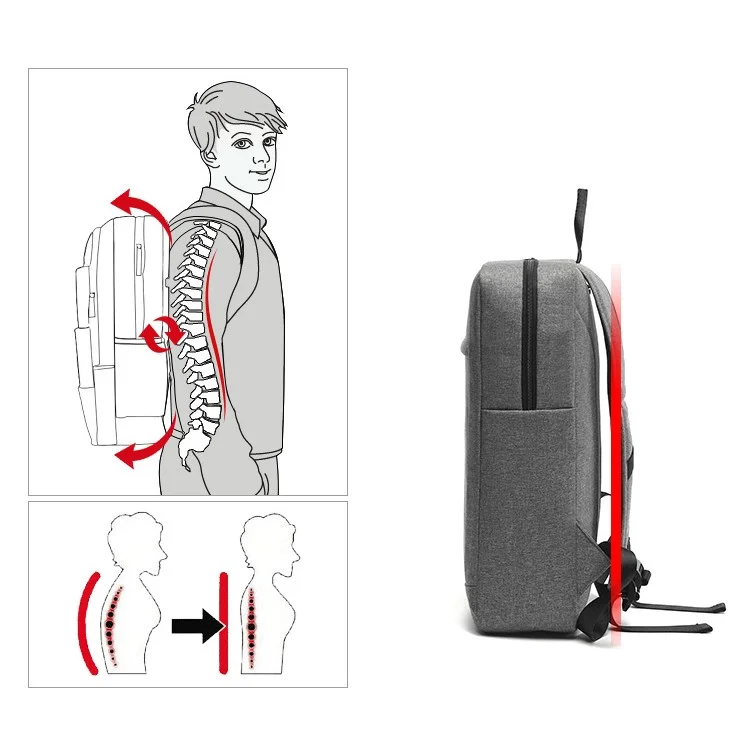 TUGUAN 17-inch Notebook Shoulder Bag Business Laptop Backpack (1618) - Grey