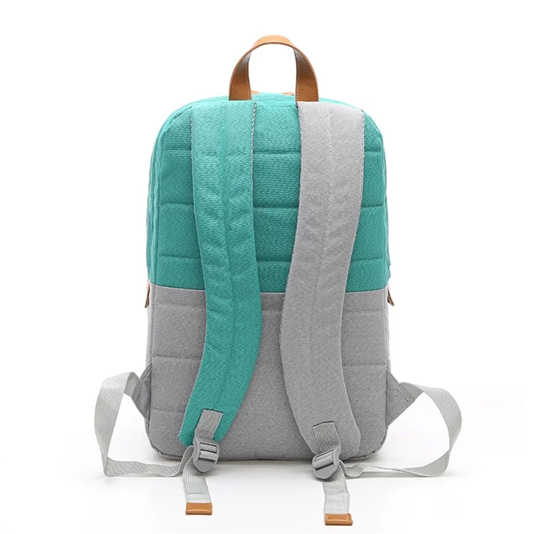 TUGUAN Contrast Color School Bag Nylon Backpack Laptop Rucksack - Cyan / Grey