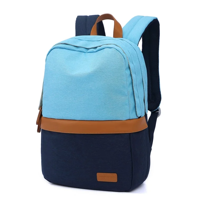 TUGUAN Contrast Color Backpack Rucksack Laptop Bag - Baby Blue / Dark Blue