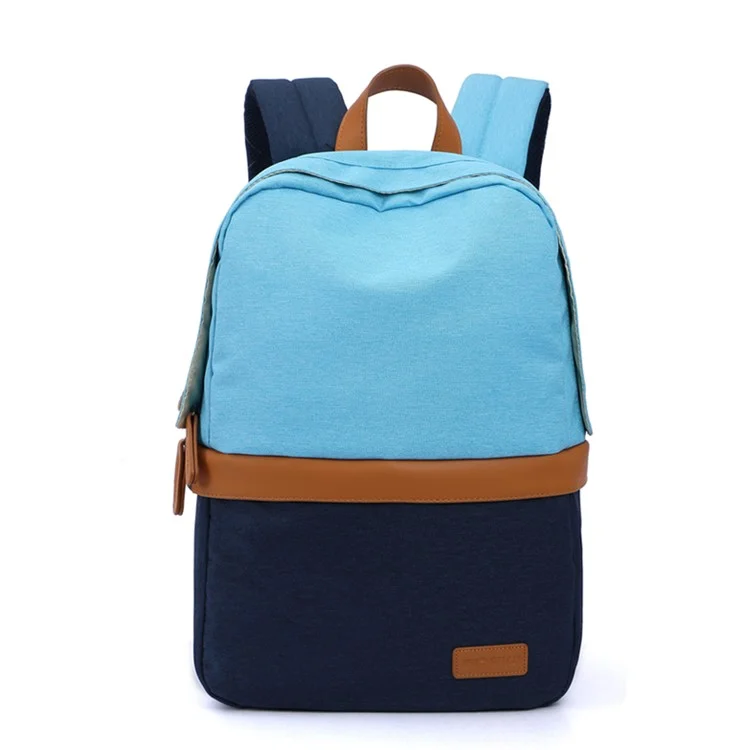 TUGUAN Contrast Color Backpack Rucksack Laptop Bag - Baby Blue / Dark Blue