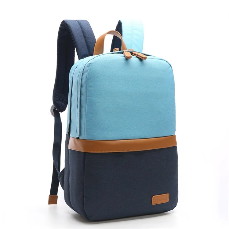 TUGUAN Contrast Color Backpack Rucksack Laptop Bag - Baby Blue / Dark Blue