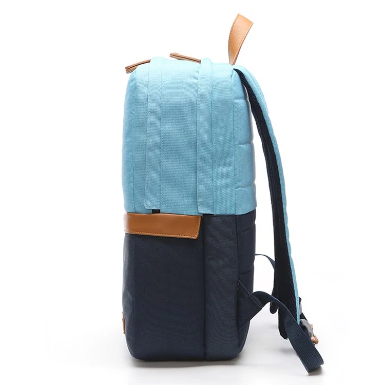 TUGUAN Contrast Color Backpack Rucksack Laptop Bag - Baby Blue / Dark Blue