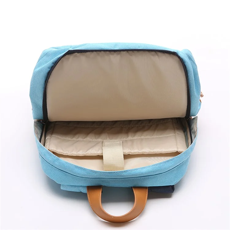 TUGUAN Contrast Color Backpack Rucksack Laptop Bag - Baby Blue / Dark Blue