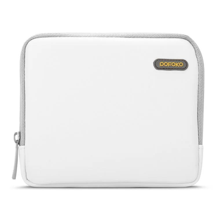 POFOKO Martin Series PU Leather Sleeve Pouch for Phone/Power Bank/Charger etc - White / M Size