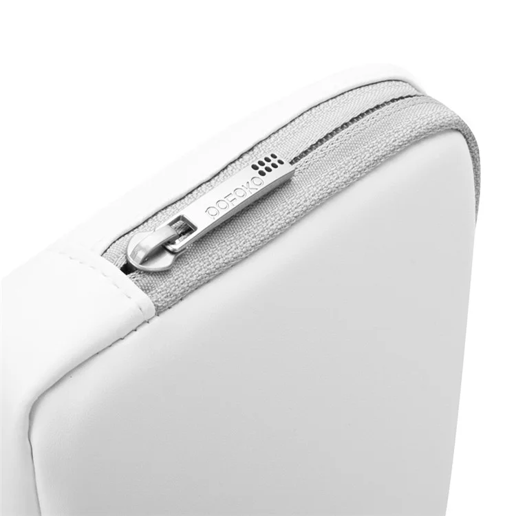 POFOKO Martin Series PU Leather Sleeve Pouch for Phone/Power Bank/Charger etc - White / M Size