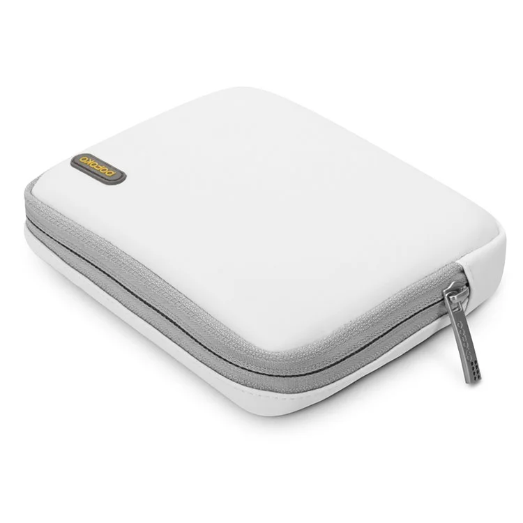 POFOKO Martin Series PU Leather Sleeve Pouch for Phone/Power Bank/Charger etc - White / M Size