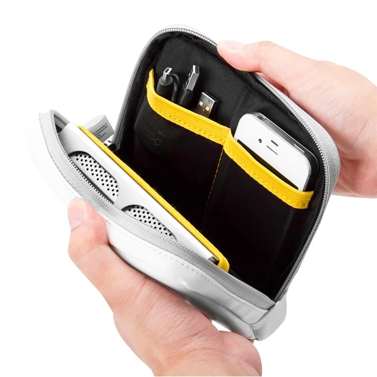 POFOKO Martin Series PU Leather Sleeve Pouch for Phone/Power Bank/Charger etc - White / M Size