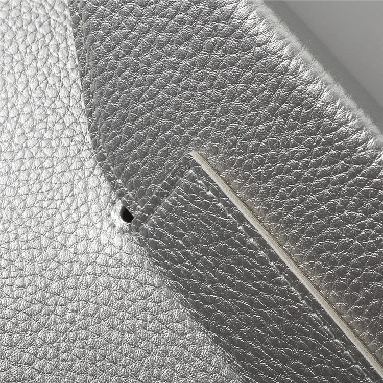 VORSON Litchi Grain Cowhide Leather Magnetic Pouch Bag for MacBook 12-inch with Retina Display (2015) - Silver