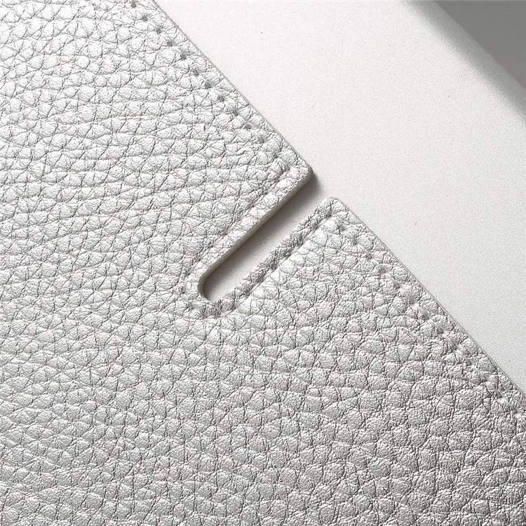 VORSON Litchi Grain Cowhide Leather Magnetic Pouch Bag for MacBook 12-inch with Retina Display (2015) - Silver