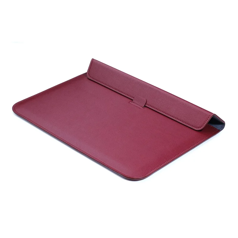 Envelop Style PU Leather Laptop Bag Sleeve Pouch for MacBook Air 13.3-inch / iPad Pro 12.9 - Wine Red
