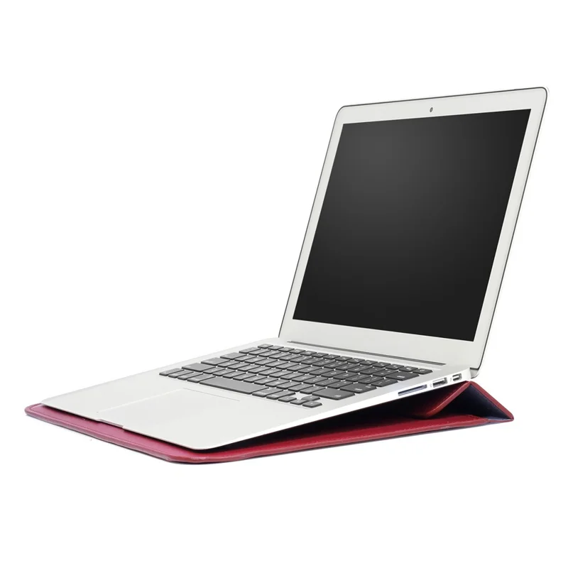 Envelop Style PU Leather Laptop Bag Sleeve Pouch for MacBook Air 13.3-inch / iPad Pro 12.9 - Wine Red