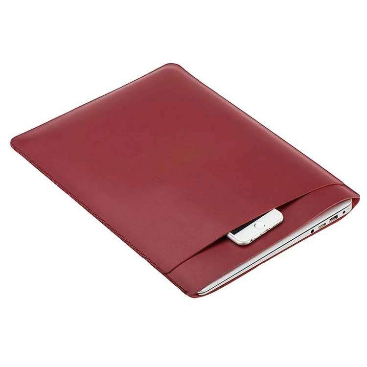 SOYAN Dual-layer Smooth Leather Pouch Cover for 13-inch MacBook Air/Pro - Red