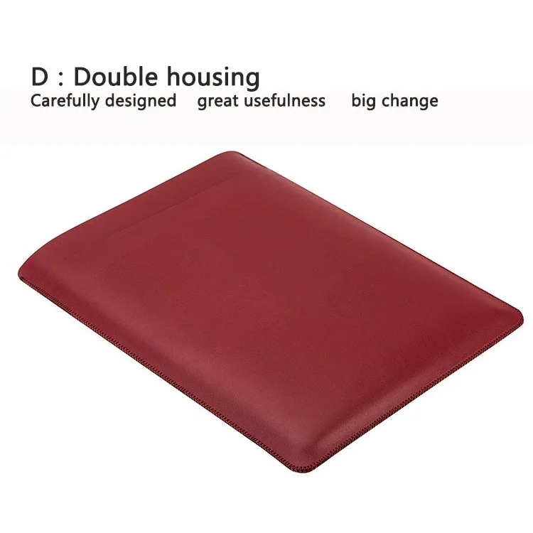 SOYAN Dual-layer Smooth Leather Pouch Cover for 13-inch MacBook Air/Pro - Red