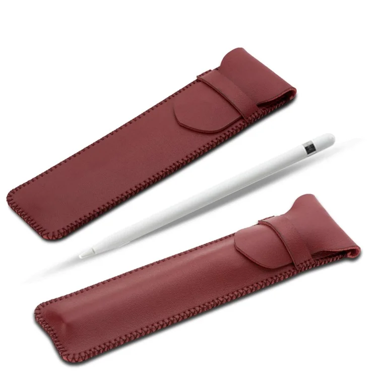 SOYAN PU Leather Sleeve Pouch Holder Case for Apple Pencil - Smooth Texture /  Red