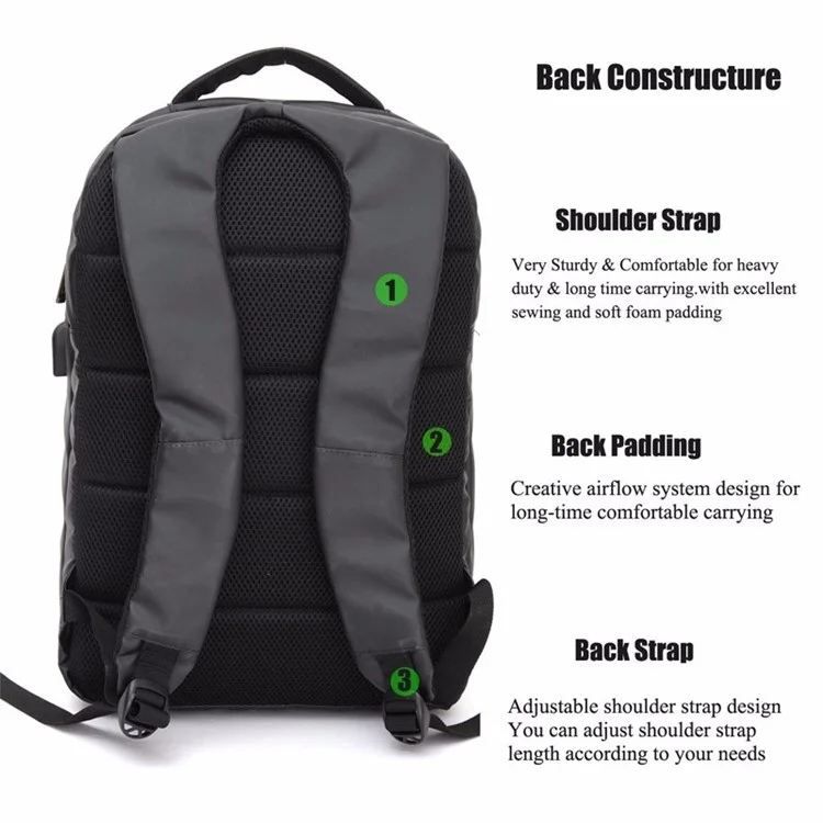 DTBG Fashion Outdoor Waterproof Backpack Travel School Bag with USB Charging Function for 15.6-inch Laptop (YC-D8063W) - Brown