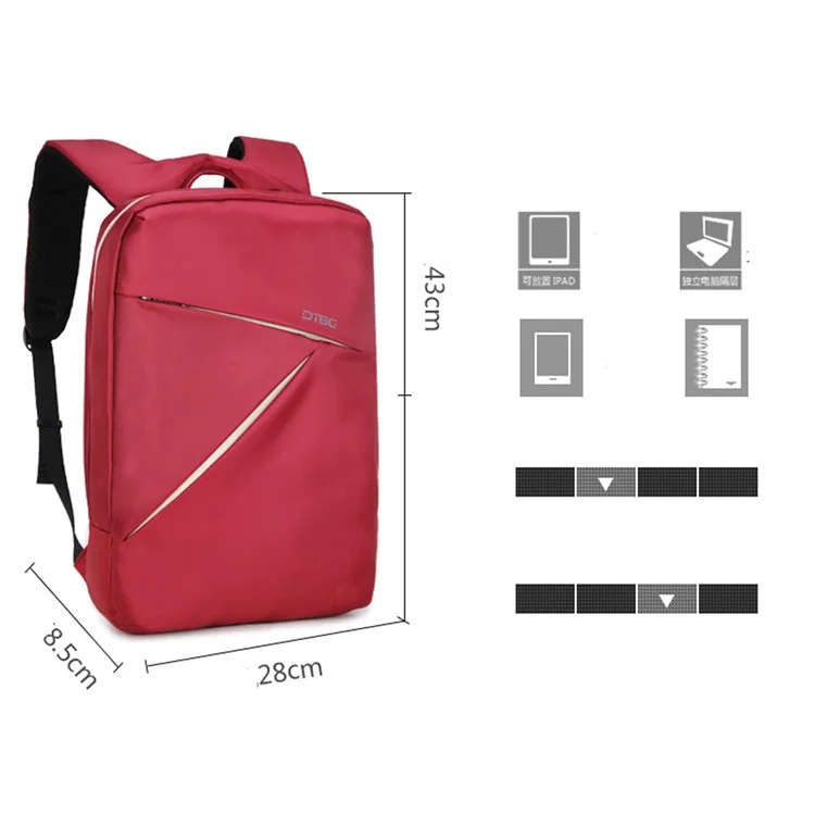 DTBG 15.6-inch Travel Waterproof Nylon Backpack Laptop Bag with USB Charging Function (D8120W)