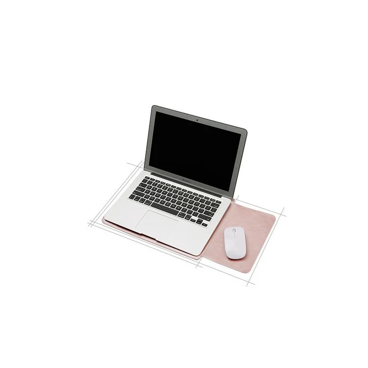 SOYAN Leather Sleeve Case Bag with Mouse Pad + Power Supply Bag + Mouse Cover + Bobbin Winder for Macbook Air 11.6-inch - Black