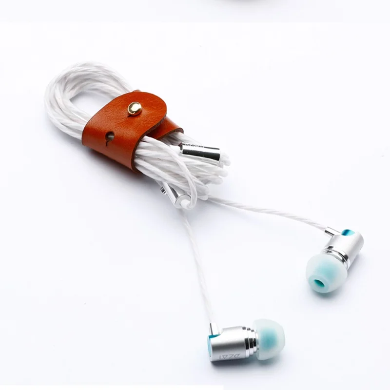 SOYAN 3PCS/Lot PU Leather Cable Cord Wire Earphone Bobbin Winder Organizer - Light Brown