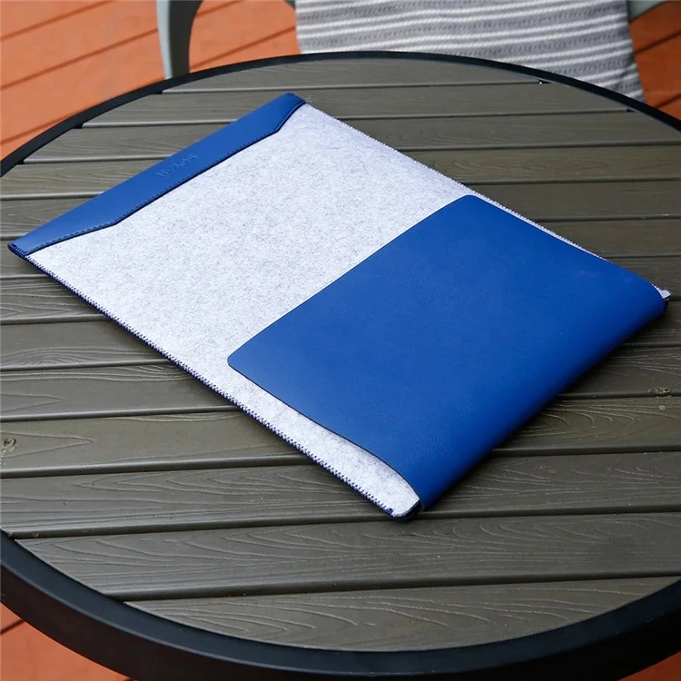 SOYAN Felt PU Leather Sleeve Pouch with Mouse Pad for Macbook Air 13.3 Inch / Pro 13.3 Inch - Blue